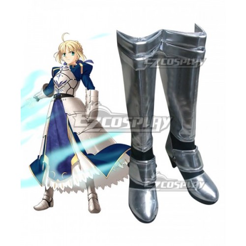 Fate Stay Night Fate Zero Saber Altria Pendragon King Arthur Silver Shoes Cosplay Boots - A Edition