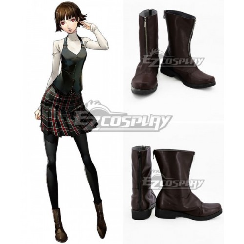 Persona 5 Makoto Niijima Brown Shoes Cosplay Boots