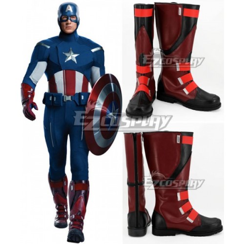 Marvel Avengers Age of Ultron Captain America Steven Steve Rogers Black Shoes Cosplay Boots