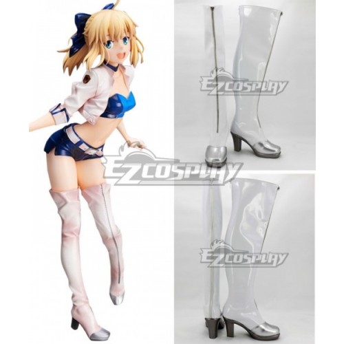 Fate Stay Night Saber Racing 1/7 White Shoes Cosplay Boots