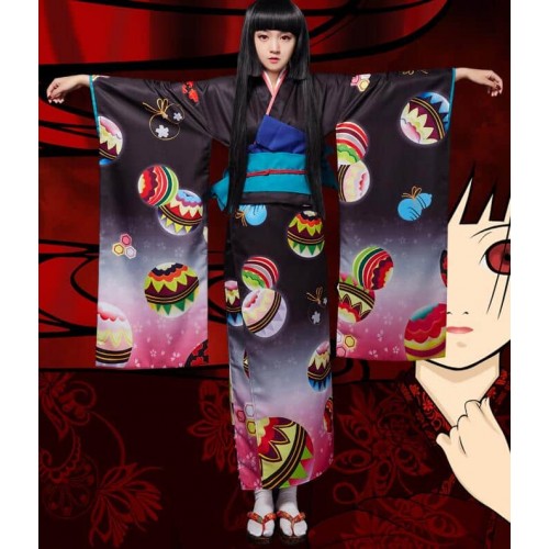 Hell Girl Three Vessels Jigoku Shoujo Mitsuganae Ai Enma Kimono Cosplay Costume