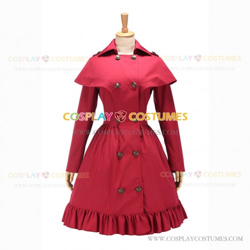 Classic Victorian Gothic Cape Coat Reenactment Rose Red Dress