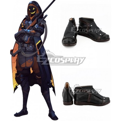 Overwatch Halloween Terror Ana Amari Skin Ghoul Black Cosplay Shoes