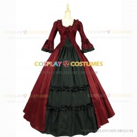 Herrlich Victorian Fancy Prom Stage Wedding Formal Dress Burgundy