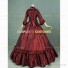 Victorian Layered Bustle Reenactment Masquerade Gown Solid Color Dress Burgundy