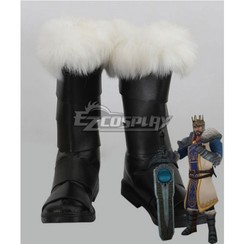 League of Legends King Tryndamere The Barbarian King Black Shoes Cosplay Boots