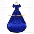 Reenactment Victorian Scarlett O'Hara Rococo Royal Blue Ball Gown Dress