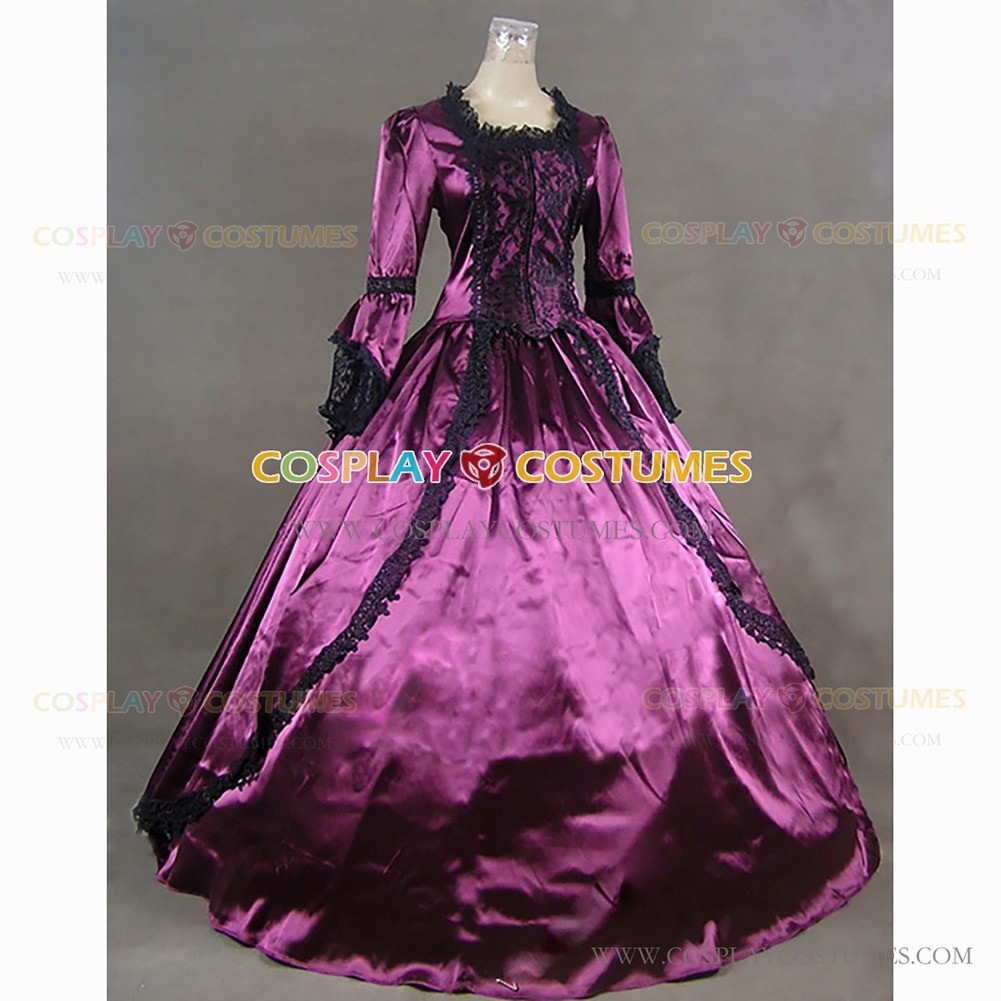 Deluxe Renaissance Queen Elizabeth I Medieval Satin Dress Purple 8508