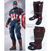 Marvel Captain America Steven Steve Rogers Brown Shoes Cosplay Boots