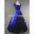 Sleeveless Gothic Theater Reenactment Clothing Lady Dress Blue