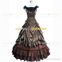 Southern Belle Civil War Formal Reenactment Stage Dress Costume Coffee