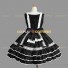 Sleeveless Classic Lolita Dress Black Tiered Dress with White Stripes