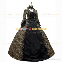 Deluxe Victorian Style Faire Queen Floral Gown Dress Dark