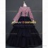 Civil War Striped Tiered Party Gown Period Lolita Fancy Dress Antique Gown Navy Blue