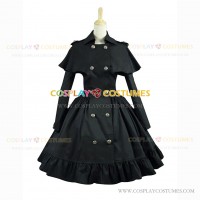 Gothic Victorian Style Cape Reenactment Steampunk Dress Black