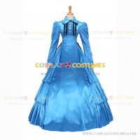 Victorian Gothic Lolita Reenactment Rococo Southern Belle Light Blue Ball Gown Dress