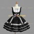 Sleeveless Classic Lolita Dress Black Tiered Dress with White Stripes