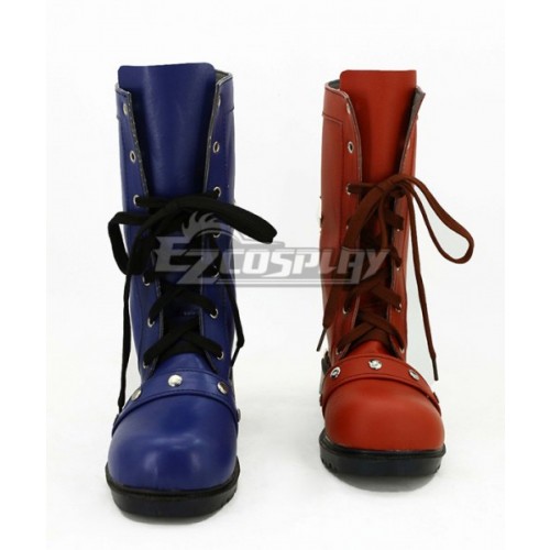 DC Comics Batman Arkham Harley Quinn Red And Blue Shoes Cosplay Boots