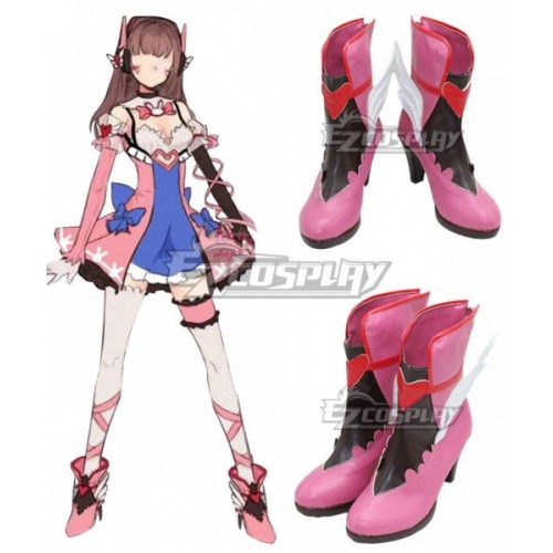 Overwatch OW D.Va DVa Hana Song Pink Shoes Cosplay Boots