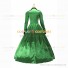 Retro Victorian Classic Turtle Neck Stage Green Long Dress Ball Gown