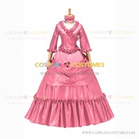 Medieval Renaissance Lolita Princess Ruffled Pink Ball Gown Dress