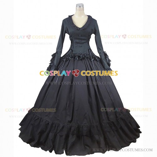 Renaissance Faire Victorian Royal Black Steampunk Clothing Evening Gown