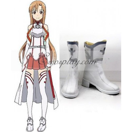 Sword Art Online SAO Sodo Ato Onrain Knights of the Blood Lambent Light Yuuki Asuna Yuki Asuna Asuna Yuki Flat White Shoes Cosplay Boots