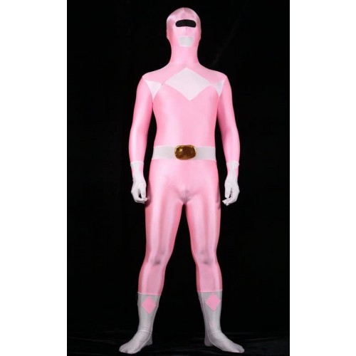 Pink Spandex Power Rangers Superhero Zentai Body Costume