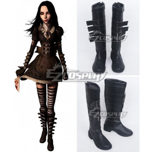 Alice: Madness Returns Alice Black Black Shoes Cosplay Boots