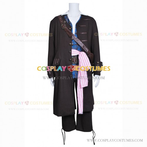 Pirates Of The Caribbean Cosplay Jack Sparrow Costume Full Set With Belts
