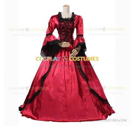 Deluxe Renaissance Queen Elizabeth I Medieval Satin Dress Red