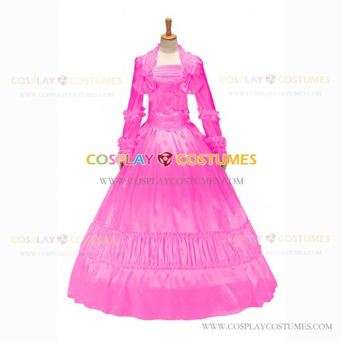 Gothic Lolita Victorian Rococo Stage Long Luxury Pink Dress Ball Gown