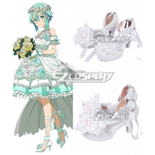 Sword Art Online Asada Shino Wedding White Cosplay Shoes