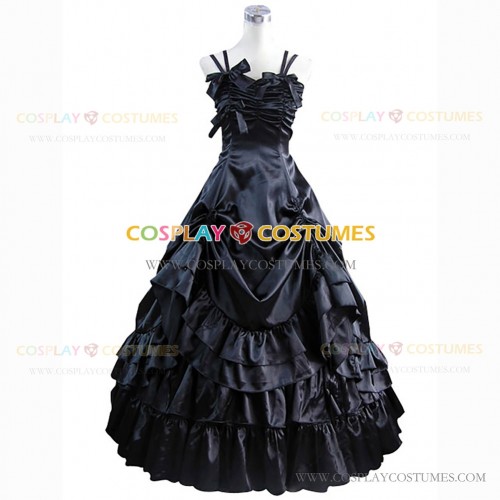 Southern Belle Satin Off-shoulder Dress Evening Ball Gown Black