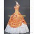 Victorian Southern Belle Little Women Orange Floral Ball Gown Prom Dress