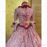 Historical Victorian Style Country Lolita Floral Gown Dress Wine