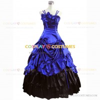 Southern Belle Satin Off-shoulder Dress Evening Ball Gown Blue