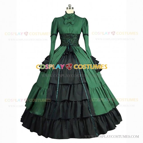 Gothic Steampunk Medieval Fantasy Theatrical Premium Quality Costume Dress Olive Green