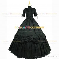 Victorian Style Gothic Black Ball Gown Reenactment Steampunk Lolita Dress