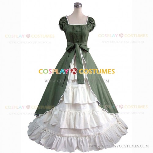 Lady Colonial Princess Fairytale Old West Saloon Girls Prom Dress Green