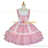 Sleeveless Pink Sweet Love Lolita Dress Tiered Polka Dot Dress