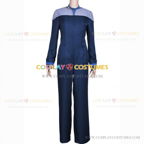 Deanna Troi Costume for Star Trek TNG Cosplay Blue Jumpsuit