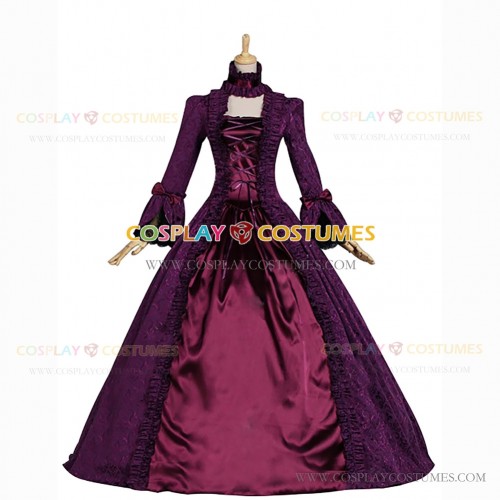 Deluxe Victorian Style Faire Queen Floral Gown Dress Purple