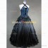 High Quality Victorian Gothic Jacquard Halterneck Dress Blue