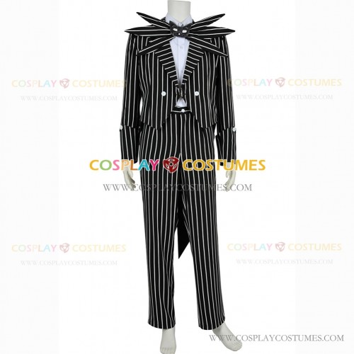 The Nightmare Before Christmas Cosplay Jack Skellington Costume Black Strip Suit