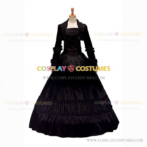 Gothic Lolita Victorian Rococo Stage Long Luxury Black Dress Ball Gown