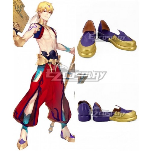 Fate Grand Order Caster Gilgamesh Golden Purple Cosplay Shoes