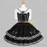 Sailor Lolita Dress Nautical Style White Stripes Sleeveless Naval Collar Tiered Dress Black