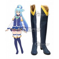 Kono Subarashii Sekai ni Shukufuku o Aqua Dark Blue Shoes Cosplay Boots