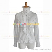 Victorian Style Lolita Blouse Fancy Pleated Ladies Blouse White